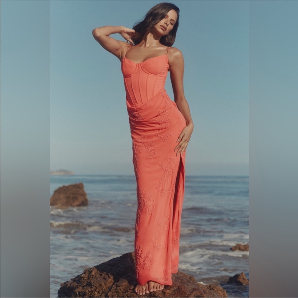 HOUSE‎ OF CB XS D-DD 'Carmella' Coral Embellished Hand Beaded Dress Size XS $299